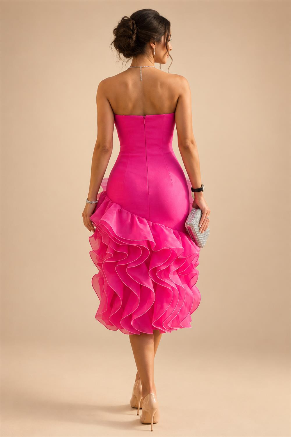 Jacquard Sheath/Column V-Neck Floor-Length Mother of the Bride & Groom Dresses with Ruffles & Ruched Waist (SHI22501060)