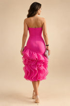 A-Line/Princess Scoop Neck Tea-Length Mother of the Bride & Groom Dresses with Ruffles & Ruched Waist (SHI22501287)
