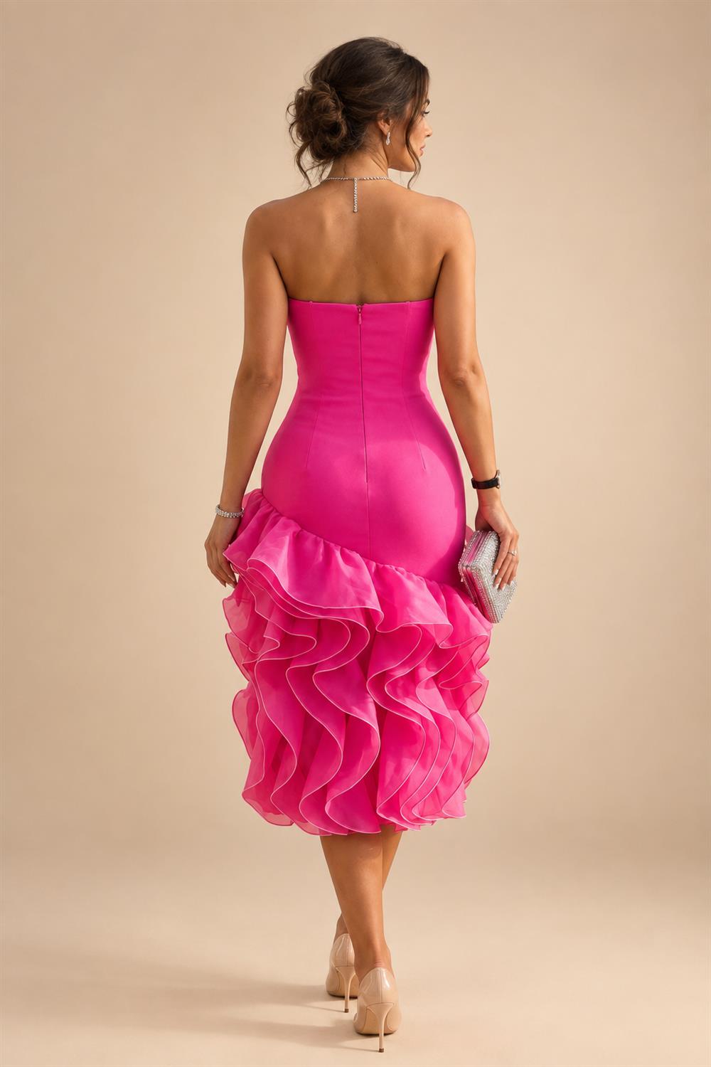 Sheath/Column V-Neck Jacquard Maxi Mother of the Bride & Groom Dresses with Ruffles & Slit (SHI25001047)