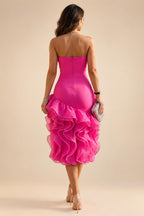 Sheath/Column Scoop Neck Satin Tea-Length Mother of the Bride & Groom Dresses with Ruched Waist (SHI22501621)