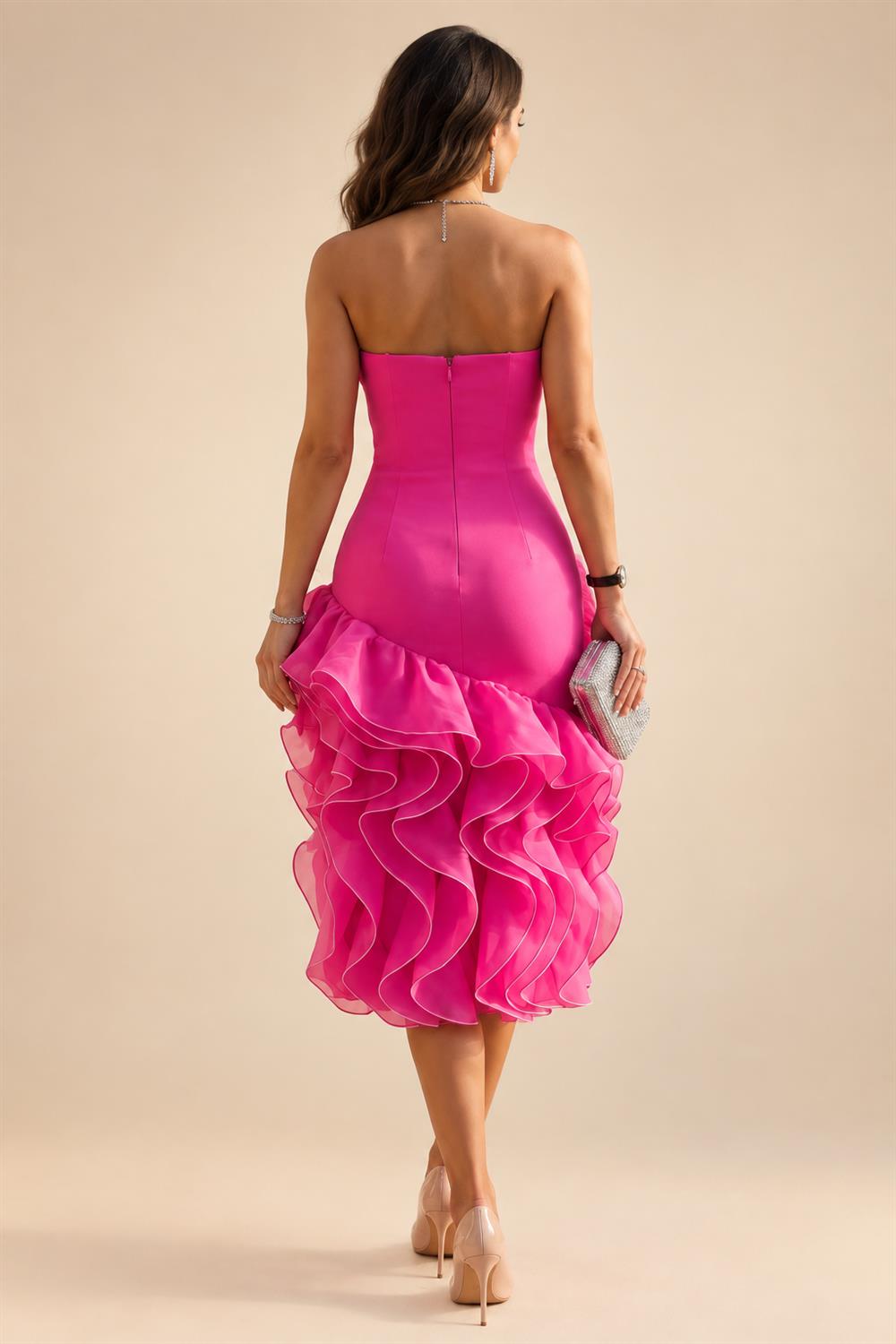 Sheath/Column Scoop Neck Satin Tea-Length Mother of the Bride & Groom Dresses with Ruched Waist (SHI22501621)