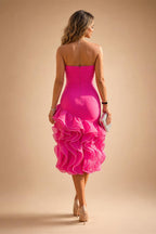 Jacquard Sheath/Column V-Neck Tea-Length Mother of the Bride & Groom Dresses for Women (SHI22501292)