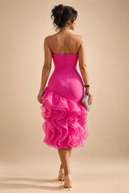 A-Line/Princess Strapless Jacquard Mini Homecoming Dresses with Bow & Pearls (SHI22370552)