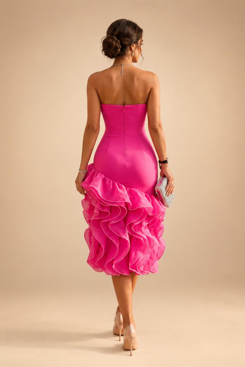 A-Line/Princess V-Neck Chiffon Maxi Mother of the Bride & Groom Dresses with Lace Appliques, Sweep Train & Bow (SHI22501641)