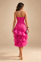 Jacquard A-Line/Princess Strapless Mini Homecoming Dresses with Bow & Pearls (SHI22370329)