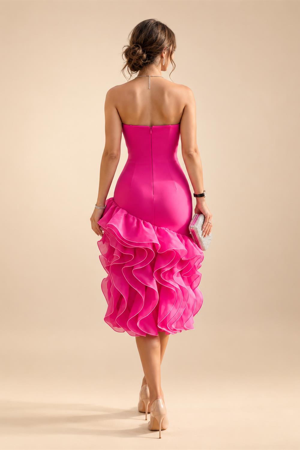 Cape Sleeve Jacquard Satin Ruched Mother of the Bride Dresses 2 Piece (SHI22500528)