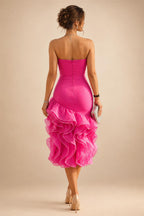 Jacquard A-Line/Princess Strapless Short Homecoming Dresses with Bow & Pearls (SHI22370324)