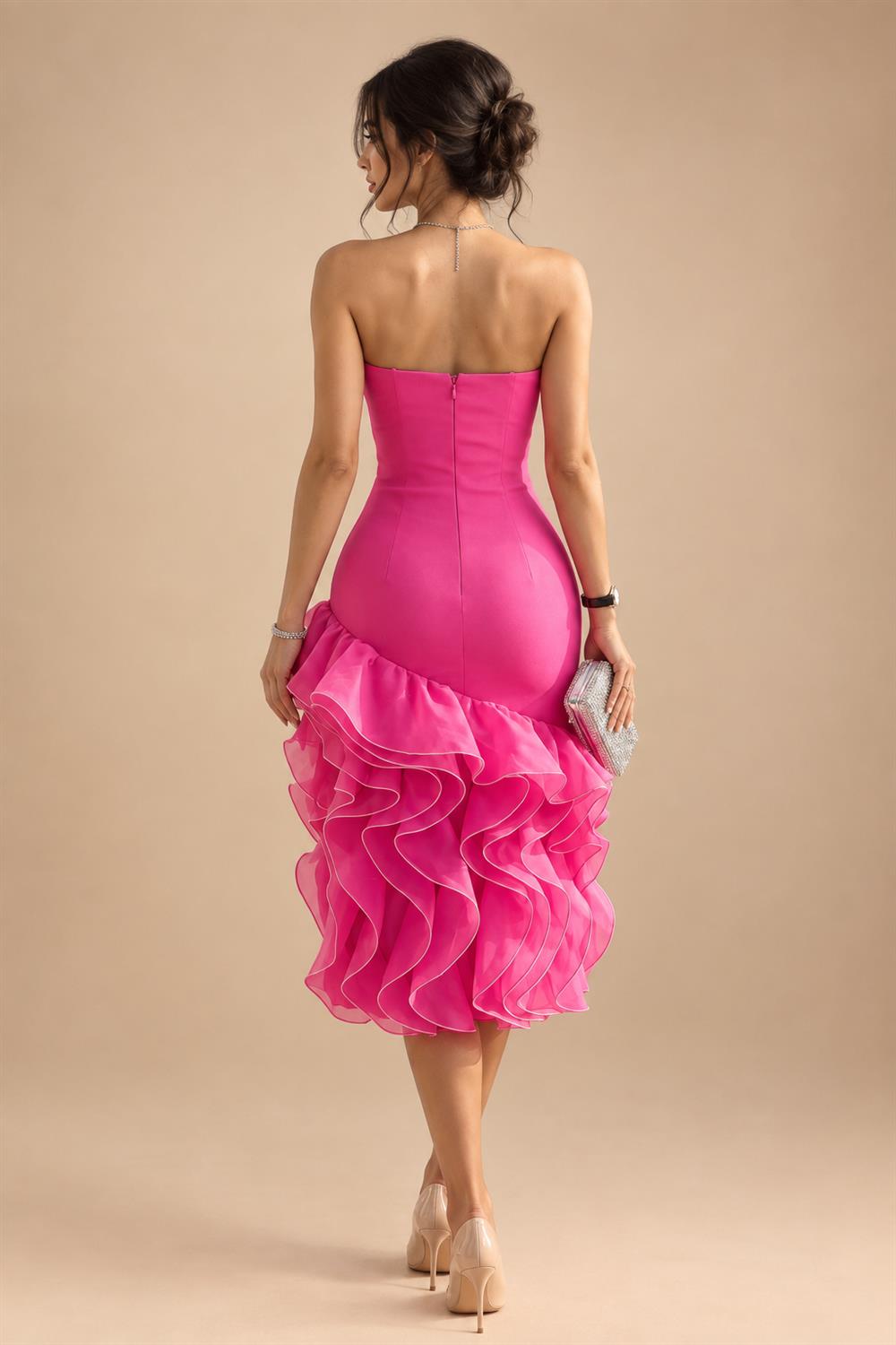Lightweight Sheath Tea-Length Chiffon Mother of the Bride & Groom Dresses with Cowl Neck & Ruched Waist (SHI22500689)