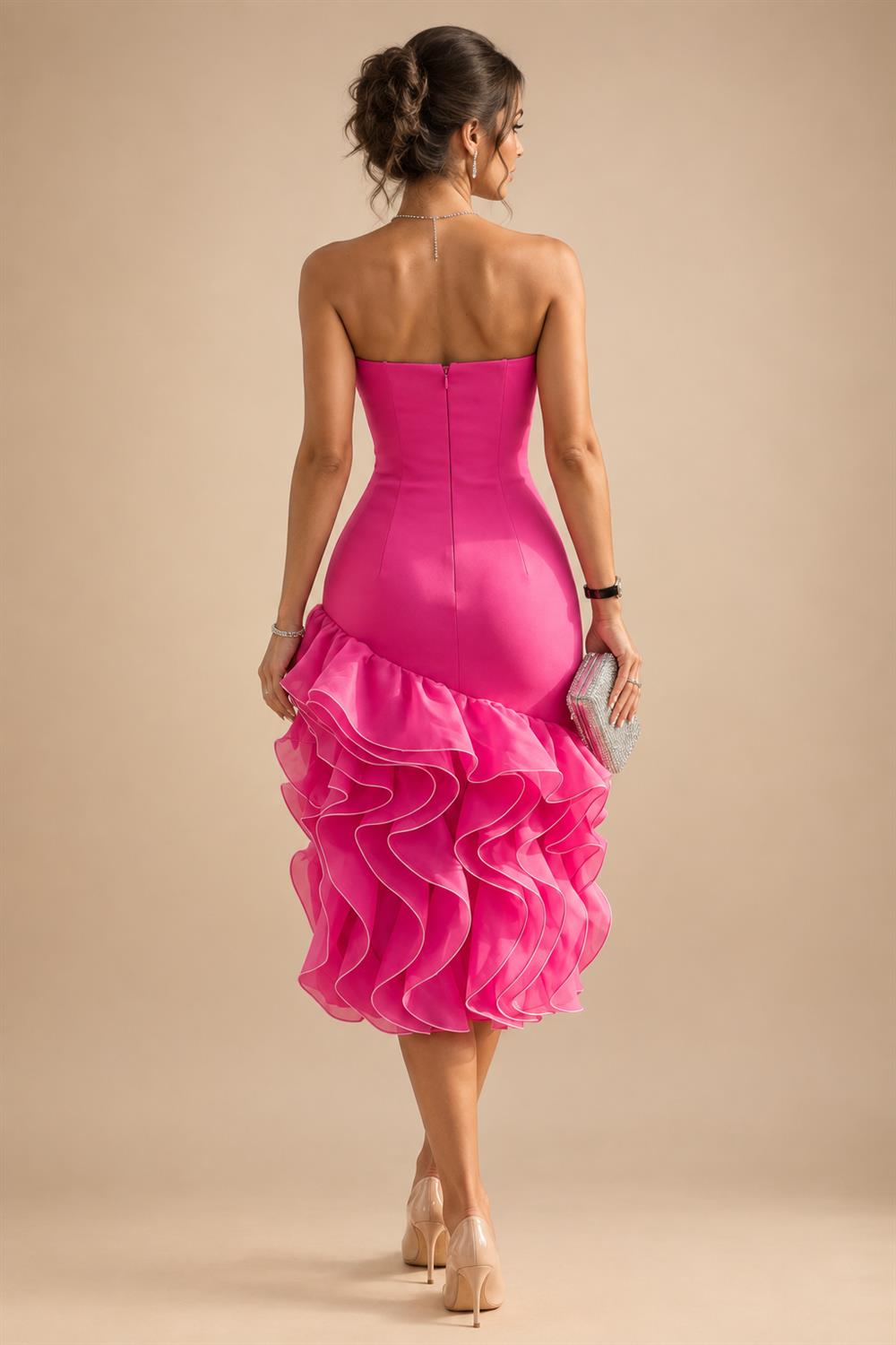 A-Line/Princess V-Neck Satin Tea-Length Mother of the Bride Dresses with Flower (SHI22500080)