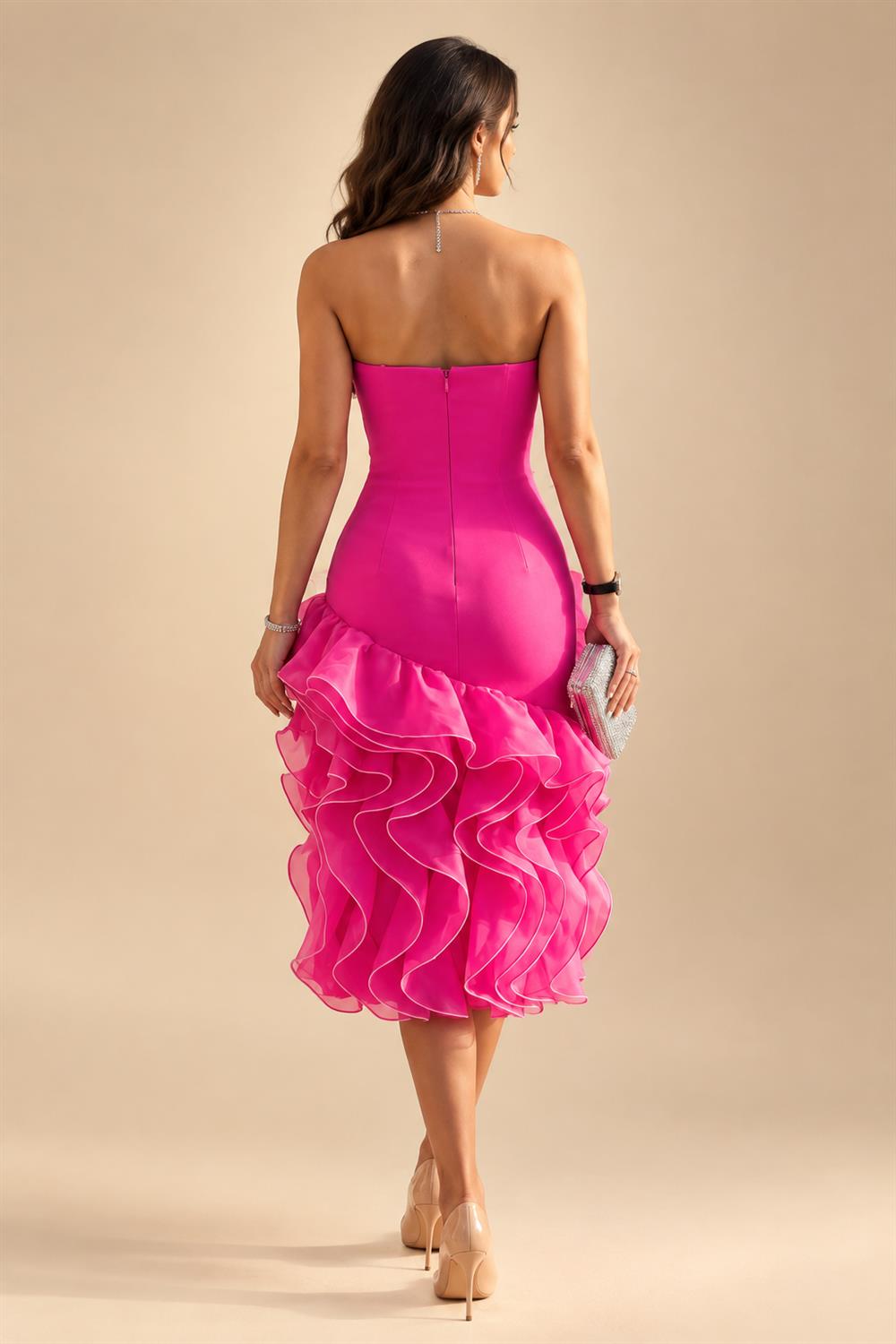 A-Line/Princess V-Neck Satin Tea-Length Mother of the Bride Dresses with Flower (SHI22500080)