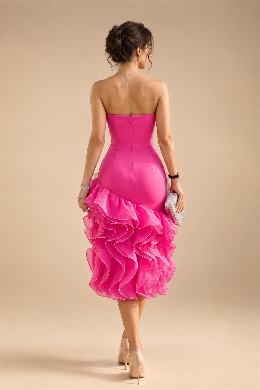 Jumpsuit Scoop Neck Chiffon Maxi Mother of the Bride Pantsuits with 3D Flowers & Bow (SHI22501634)