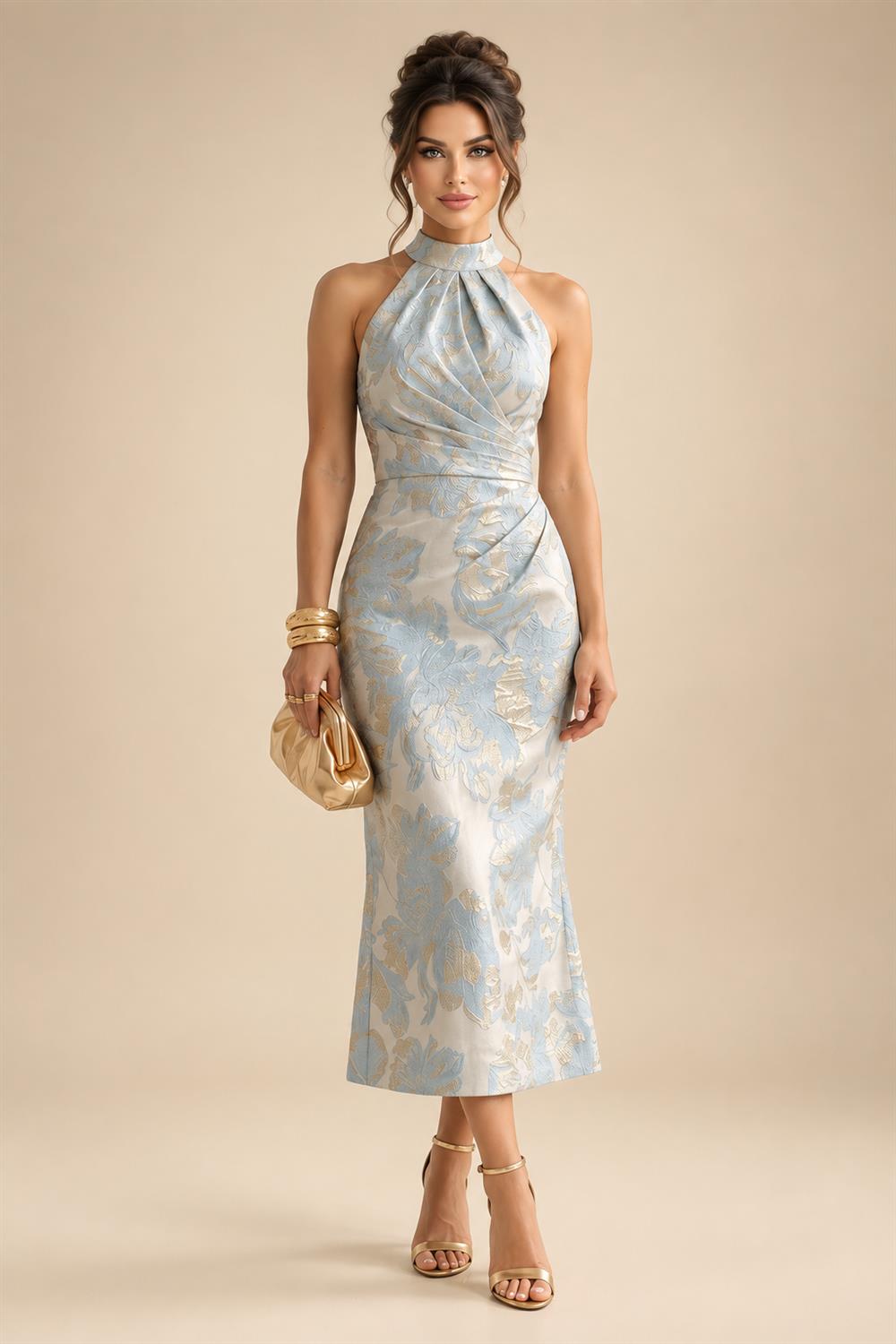 Sheath Floral Jacquard Off Shoulder Mother of the Bride & Groom Dresses with Flower (SHI22500777)