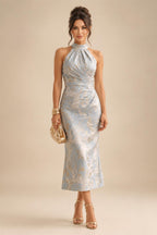 A-Line/Princess Scoop Neck Jacquard Floor-Length Mother of the Bride & Groom Dresses with Ruched Waist (SHI22501615)