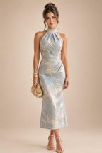 Floral Print A-Line/Princess V-Neck Tea-Length Mother of the Bride & Groom Dresses with Ruched Waist & Pockets (SHI22501150)