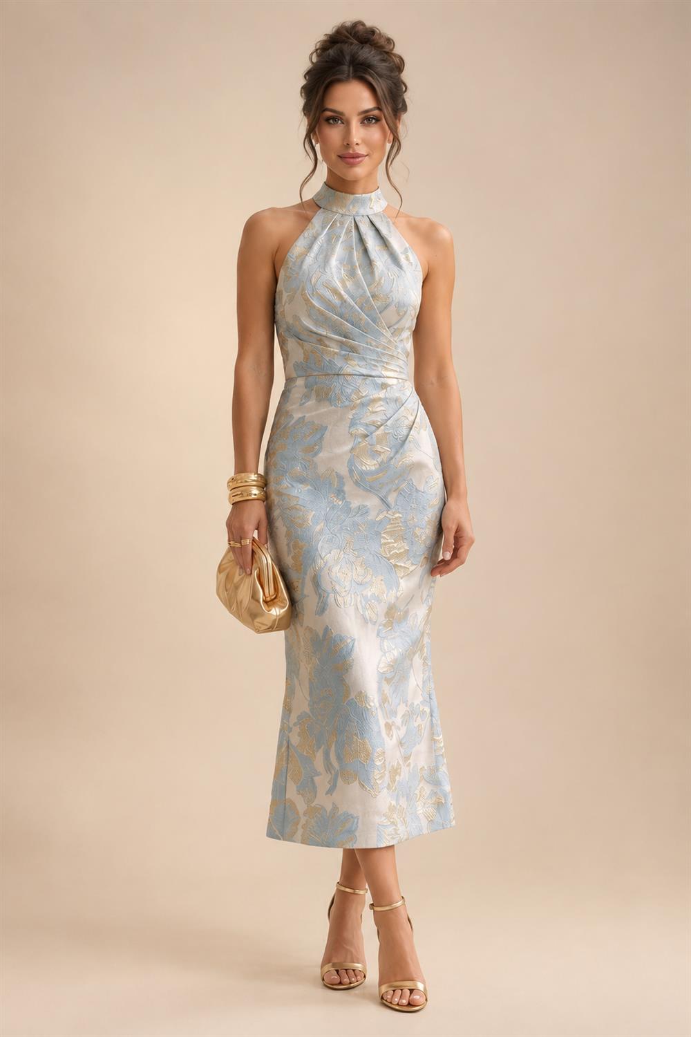 A-Line/Princess One Shoulder Tea-Length Mother of the Bride & Groom Dresses with Ruffles & Ruched Waist (SHI22501283)