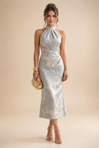 Jacquard Sheath/Column V-Neck Floor-Length Mother of the Bride & Groom Dresses with Ruffles & Ruched Waist (SHI22501060)
