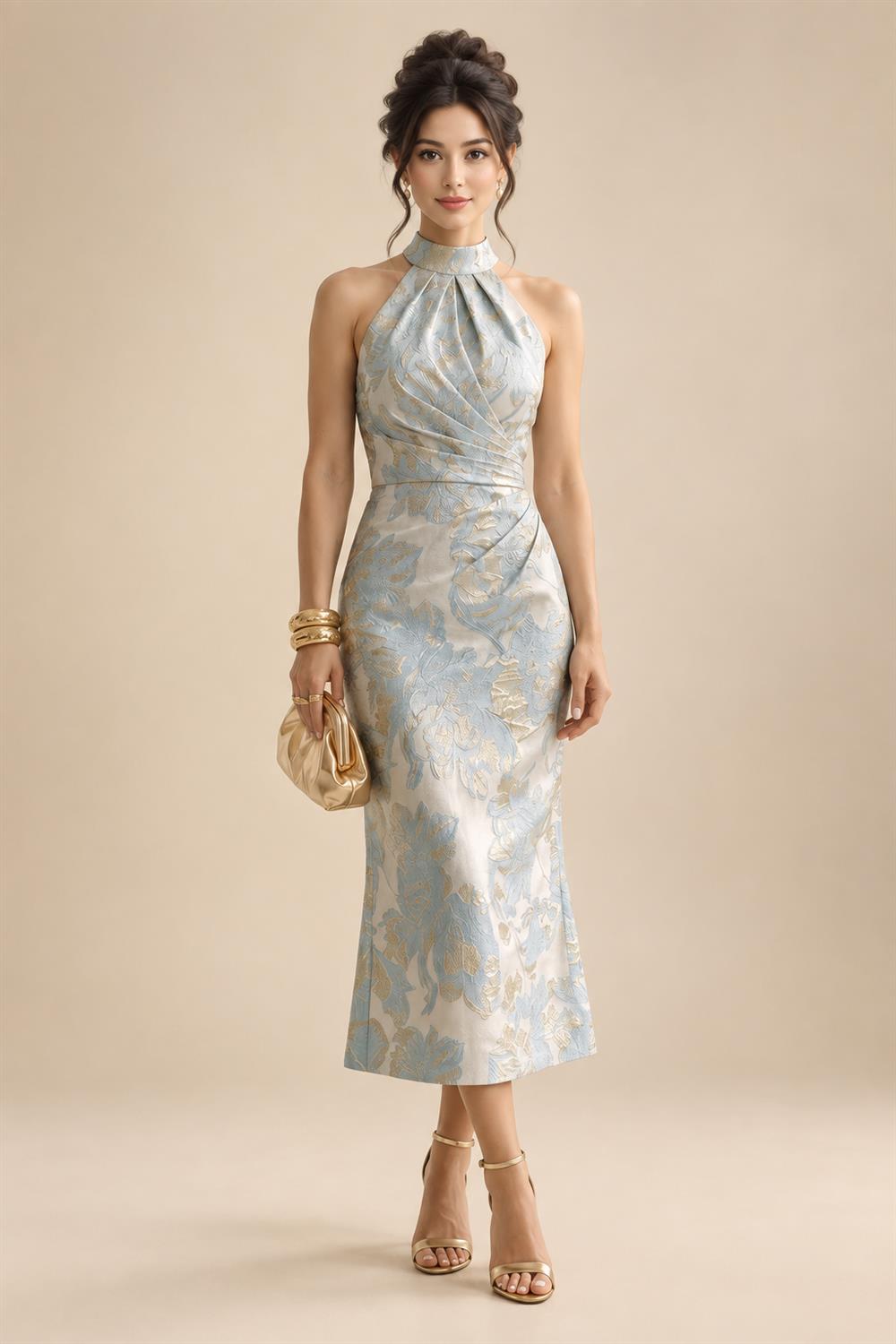 A-Line/Princess Scoop Neck Chiffon Floor-Length Mother of the Bride & Groom Dresses with Bolero Jacket & Ruffles (SHI22501610)
