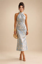 3/4 Sleeve Round Neck A-Line Midi Chiffon Mother of the Bride Dresses with Jacket (SHI22500386)