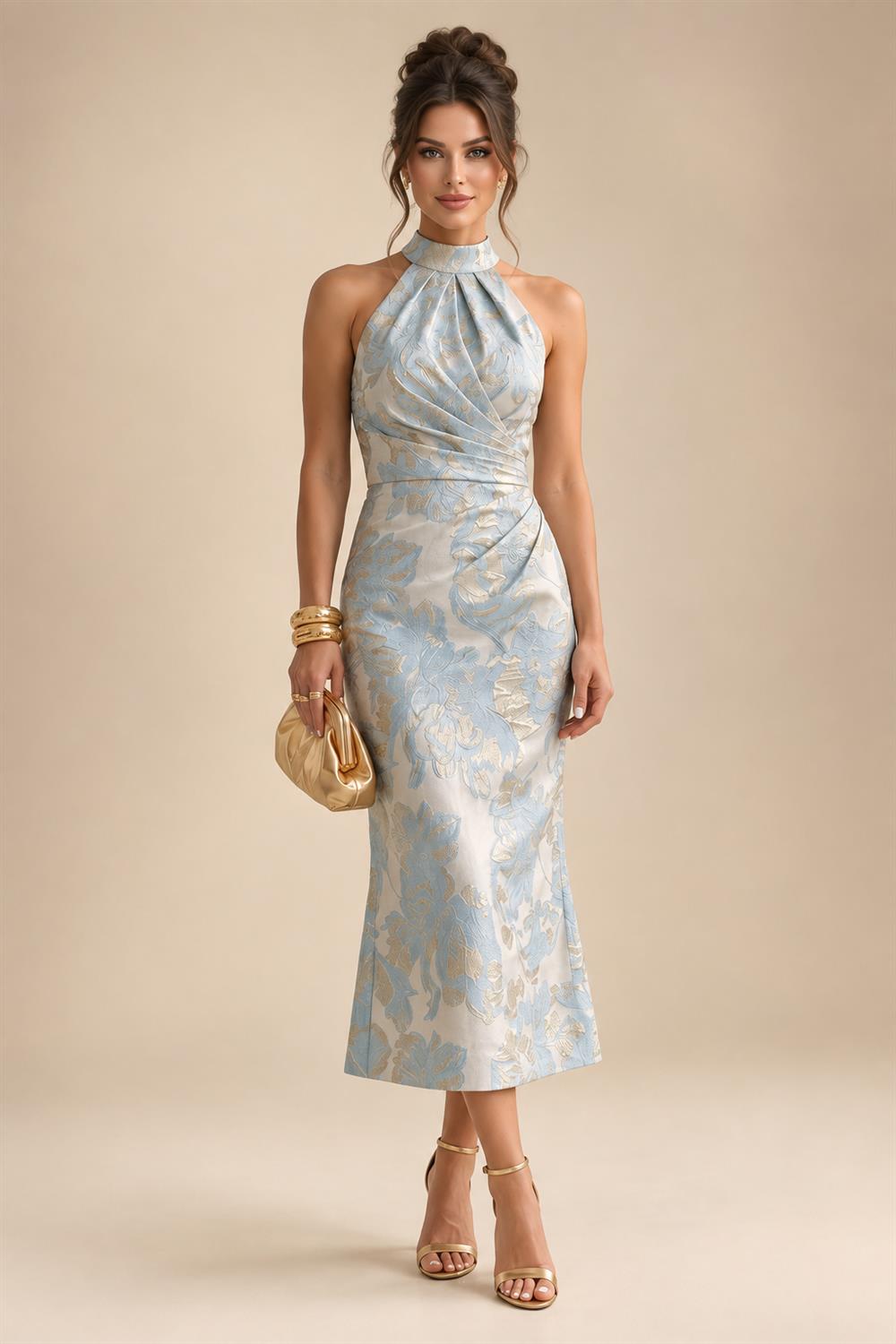A-Line/Princess V-Neck Satin Tea-Length Mother of the Bride Dresses with Flower (SHI22500080)