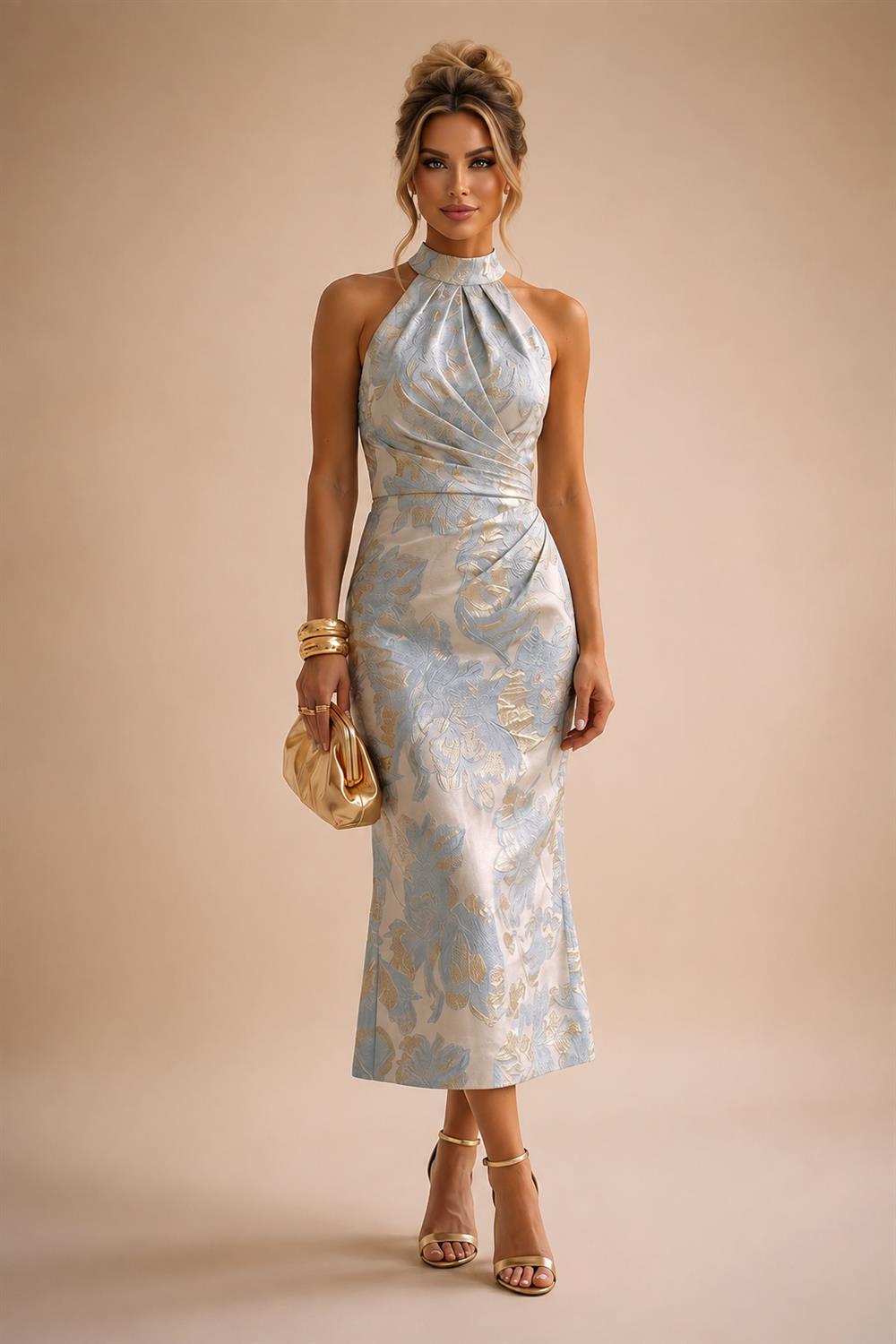 Sequin Floral Sheath/Column V-Neck Floor-Length Mother of the Bride & Groom Dresses with Ruched Waist (SHI22501219)