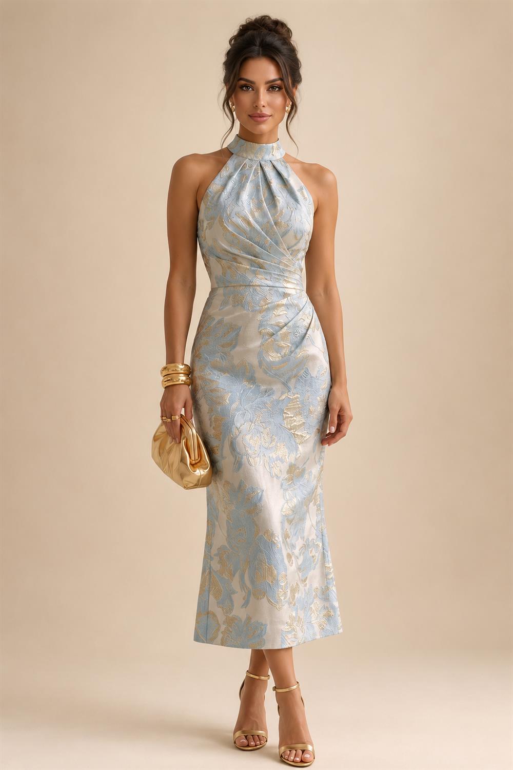 Sheath/Column Scoop Neck Satin Tea-Length Mother of the Bride & Groom Dresses with Ruched Waist & Rhinestones (SHI22501657)