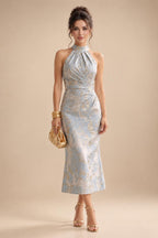 Pantsuit Scoop Neck Satin Maxi Mother of the Bride Pantsuits with Fluffy Feather Trim Cuffs (SHI22501692)