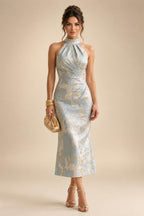 A-Line/Princess Scoop Neck Satin Tea-Length Mother of the Bride Dresses with Pockets (SHI22500122)