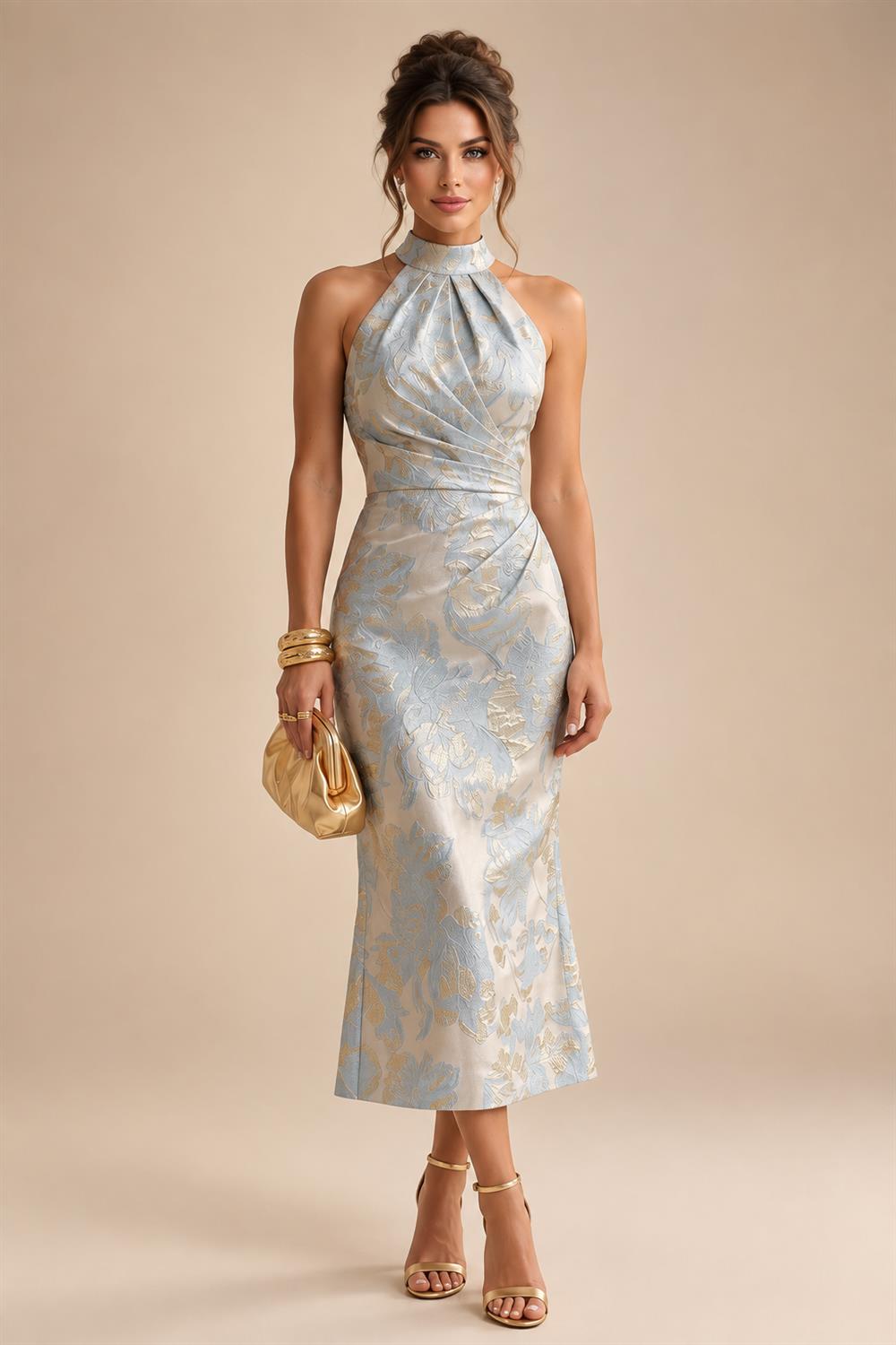 A-Line/Princess Scoop Neck Chiffon Maxi Mother of the Bride & Groom Dresses with Lace Appliques & Pleats (SHI22501638)