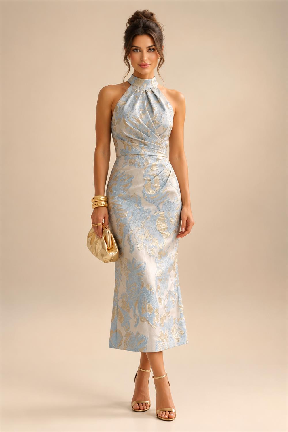 A-Line/Princess V-Neck Chiffon Maxi Mother of the Bride & Groom Dresses with Rhinestones & Pleats (SHI22501693)