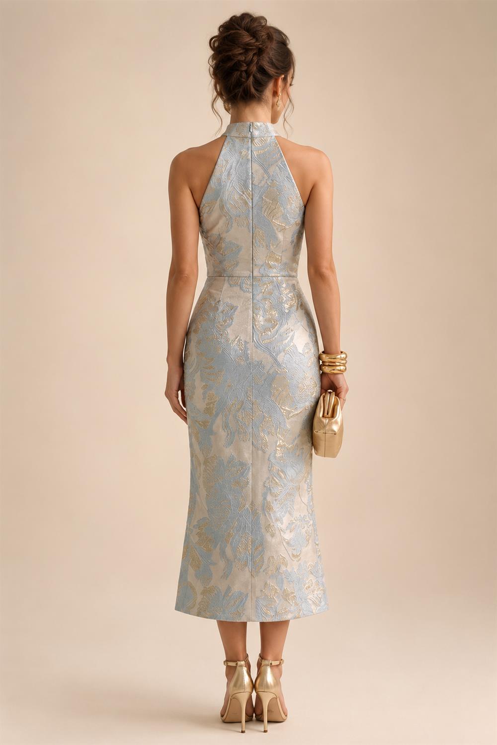 A Line V Neck Short Sleeve Chiffon Ruched Mother of the Bride Dresses with Sequin Embroidery (SHI22500231)