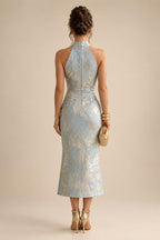 Sheath/Column V-Neck Jacquard Maxi Mother of the Bride & Groom Dresses with Ruffles & Slit (SHI25001047)