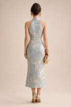 Jacquard Sheath/Column V-Neck Floor-Length Mother of the Bride & Groom Dresses with Ruffles & Ruched Waist (SHI22501060)