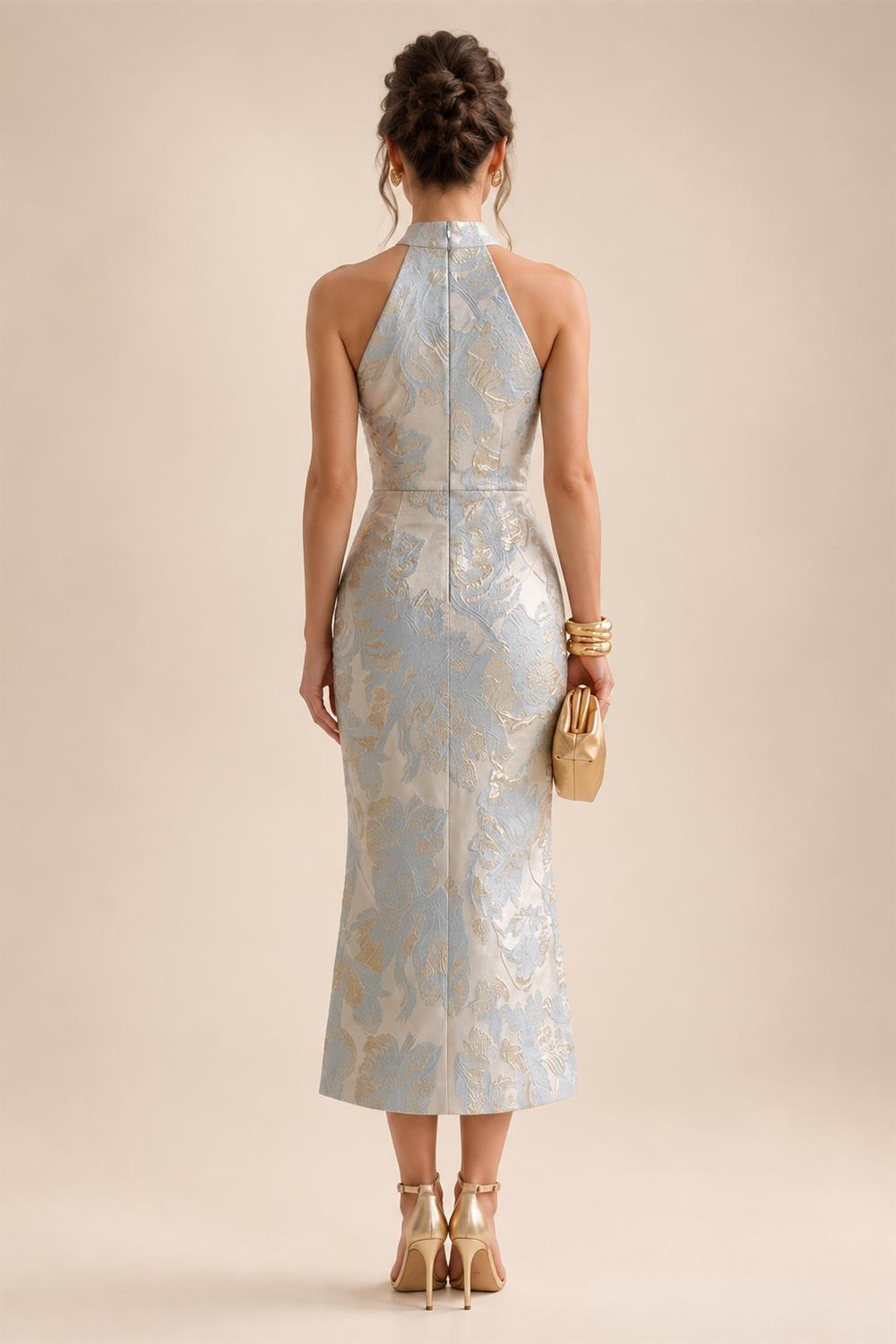 A-Line/Princess V-Neck Floral Embroidery Maxi Mother of the Bride & Groom Dresses with Ruched Waist (SHI22501624)