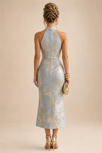 A-Line Chiffon 3/4 Flutter Sleeves Mother of the Bride & Groom Dresses with Beaded Lace Embroidered Bodice (SHI22500645)