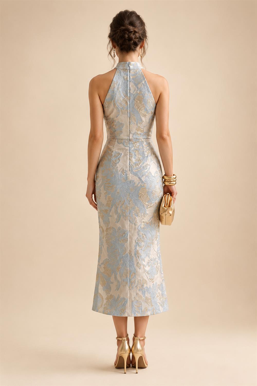 A-Line/Princess V-Neck Satin Tea-Length Mother of the Bride Dresses with Flower (SHI22500080)