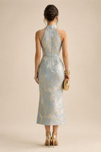 A-Line/Princess Pleated Two-Piece Tea-Length Mother of the Bride Dresses with Cascading Ruffles (SHI22500054)