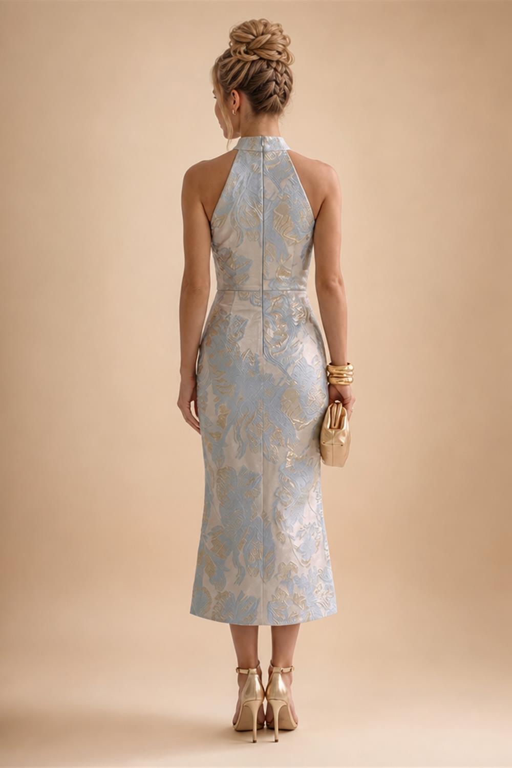 Sheath/Column Off Shoulder Stretch Jersey Floor-Length Mother of the Bride & Groom Dresses with Lace Appliques Sleeves & Slit (SHI22501550)