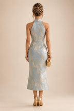 Floral Print A-Line/Princess Scoop Neck Tea-Length Mother of the Bride & Groom Dresses with Tiered Layers & Ruched Waist (SHI22501120)