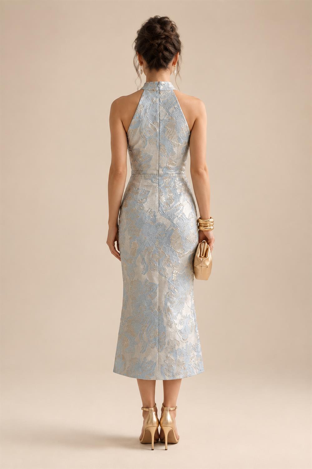 Sheath Chiffon Floral Print Cape Sleeves Mother of the Bride & Groom Dresses for Formal Wedding (SHI22500682)