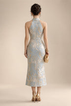 3/4 Sleeve Round Neck A-Line Midi Chiffon Mother of the Bride Dresses with Jacket (SHI22500386)