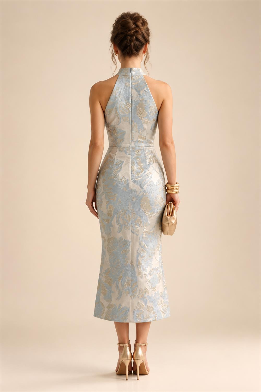 Sequin Floral Sheath/Column V-Neck Floor-Length Mother of the Bride & Groom Dresses with Ruched Waist (SHI22500972)