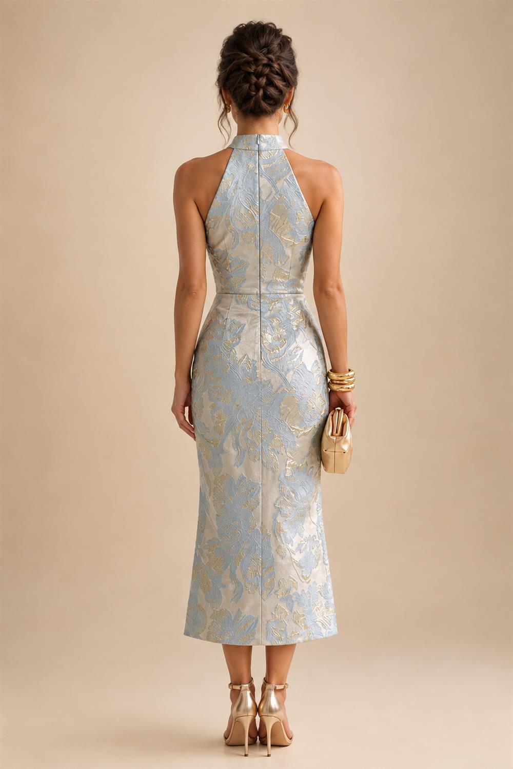 Sheath Chiffon Cape Sleeves Maxi Mother of the Bride & Groom Dresses with Ruched Waist (SHI22500727)