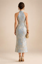 3/4 Sleeve Round Neck Sheath Midi Satin Mother of the Bride Dresses Formal Dress (SHI22500384)