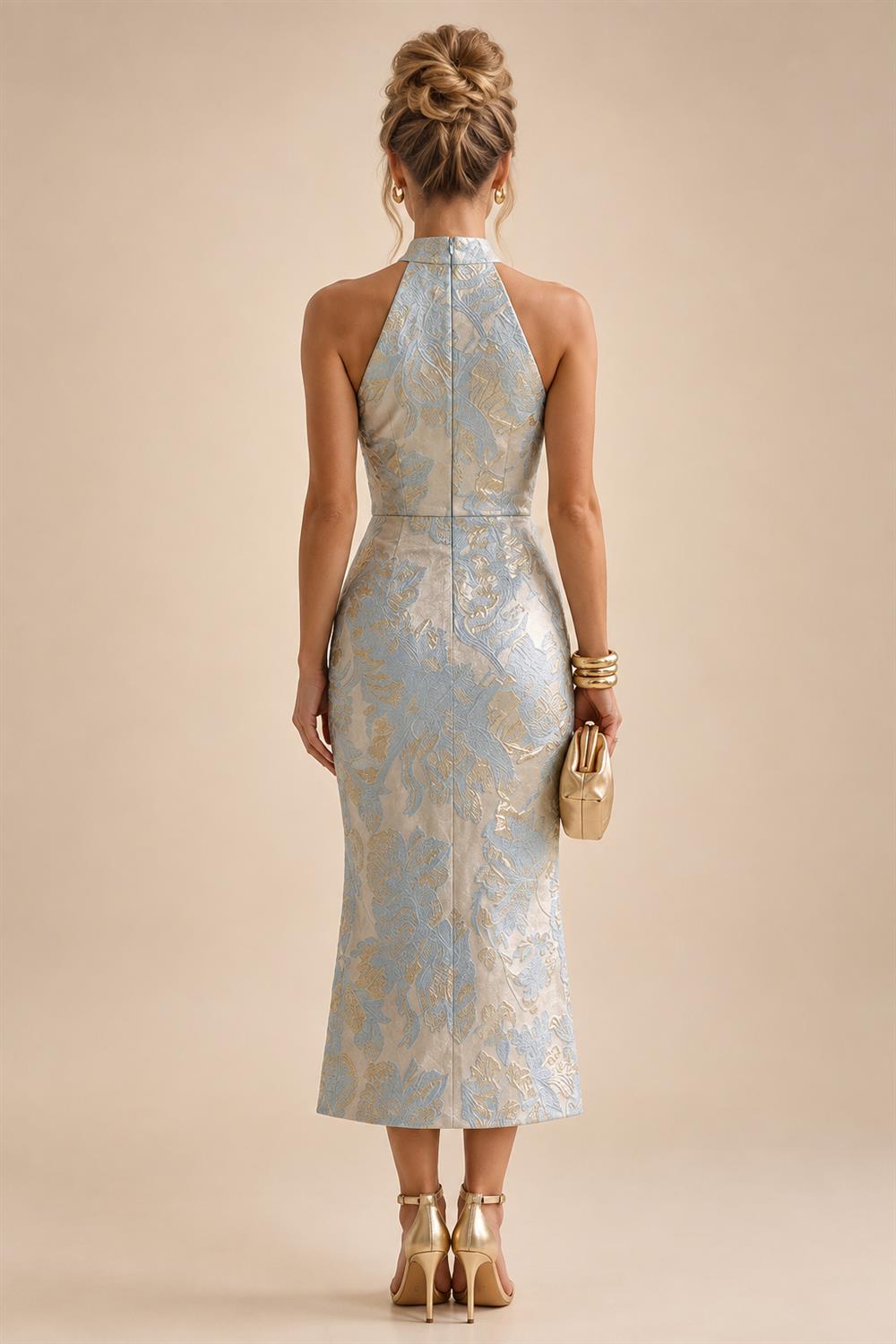 A-Line/Princess Scoop Neck Pleated Satin Evening Dresses with Sequins (SHI22500066)