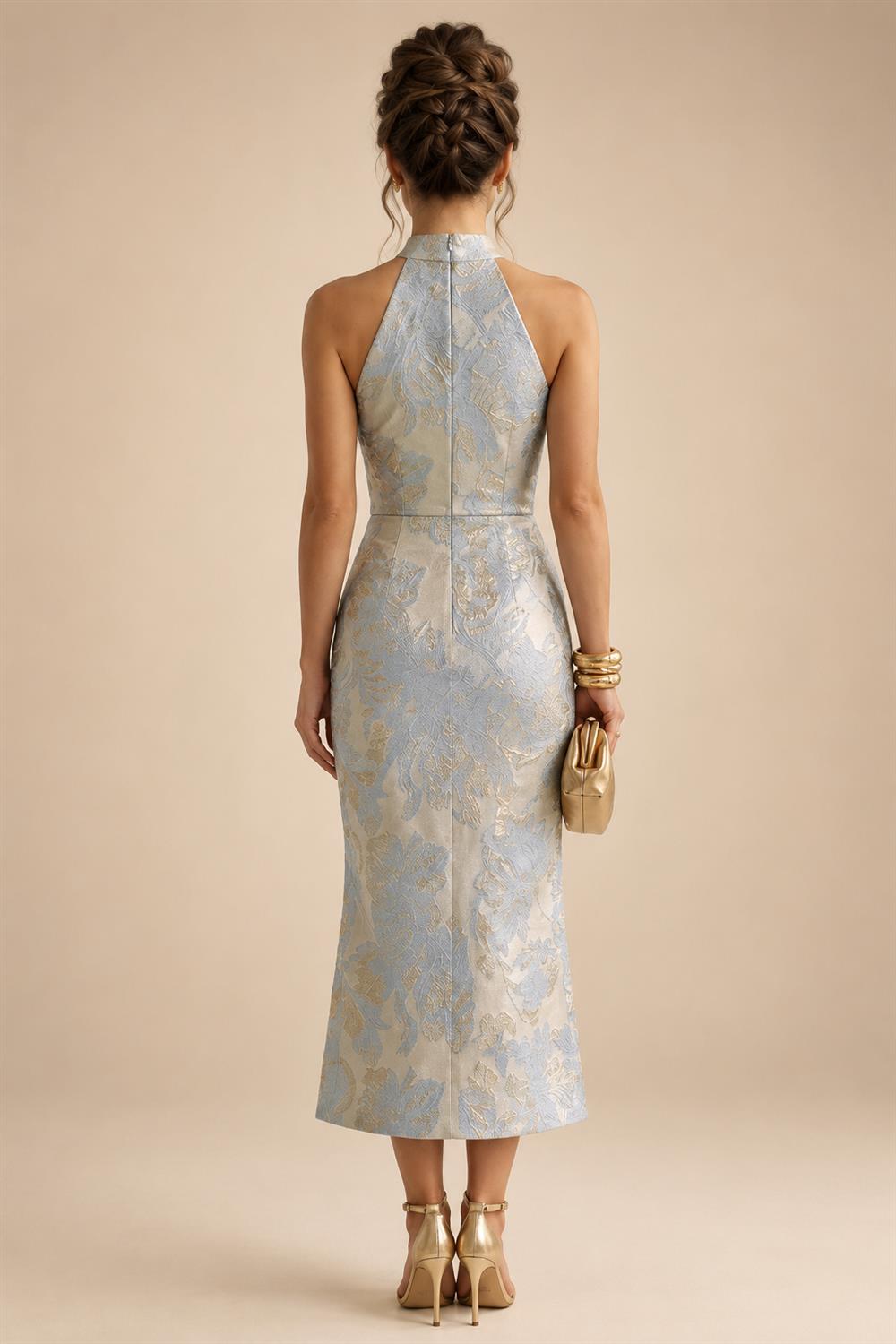 Sequin Floral A-Line/Princess V-Neck Floor-Length Mother of the Bride & Groom Dresses with 3D Flowers & Pleats (SHI22501350)