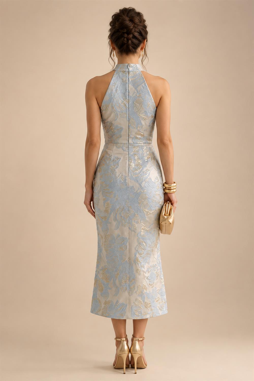 A-Line Chiffon Pleated Long Mother of the Bride & Groom Dresses with 3/4 Flutter Sleeves & Sequin Waist (SHI22500702)
