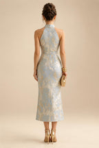 Sheath/Column Strapless Stretch Jersey Maxi Mother of the Bride & Groom Dresses with 3D Flowers & Slit (SHI22501694)