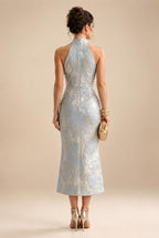 Jumpsuit Scoop Neck Chiffon Maxi Mother of the Bride Pantsuits with 3D Flowers & Bow (SHI22501634)