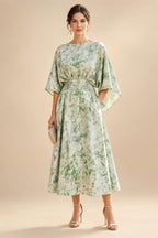 Floral Print Sheath/Column Scoop Neck Floor-Length Mother of the Bride & Groom Dresses with Ruched Waist (SHI22501153)