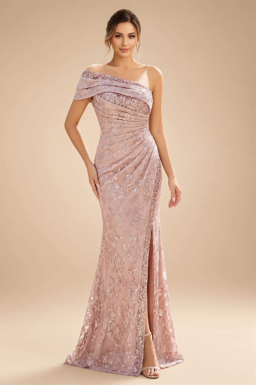 Sheath/Column Off Shoulder Chiffon Floor-Length Mother of the Bride & Groom Dresses with Lace Appliques (SHI22501551)